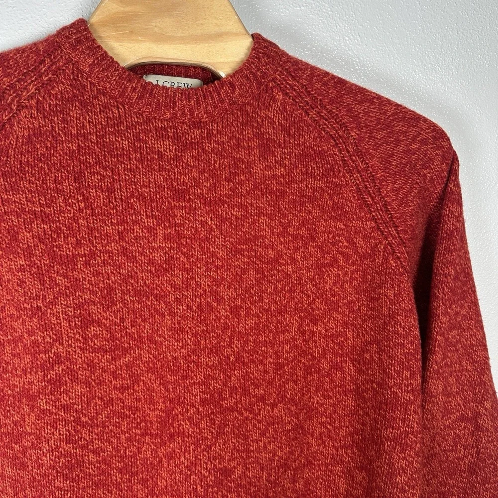 VTG J Crew Sweater Mens Size Large Red Orange 100%‎ Wool Crewneck Pullover Knit